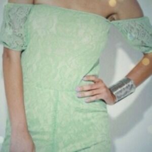 Mint green lace romper. price firm